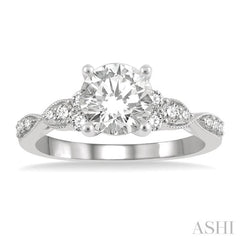 Round Shape Semi-Mount Diamond Engagement Ring