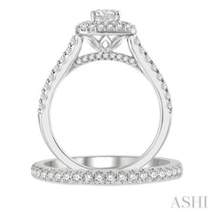 Round Shape Halo Diamond Wedding Set