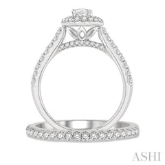 Oval Shape Halo Diamond Wedding Set