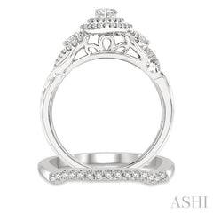 Pear Shape Halo Diamond Wedding Set