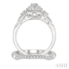 Oval Shape Halo Diamond Wedding Set