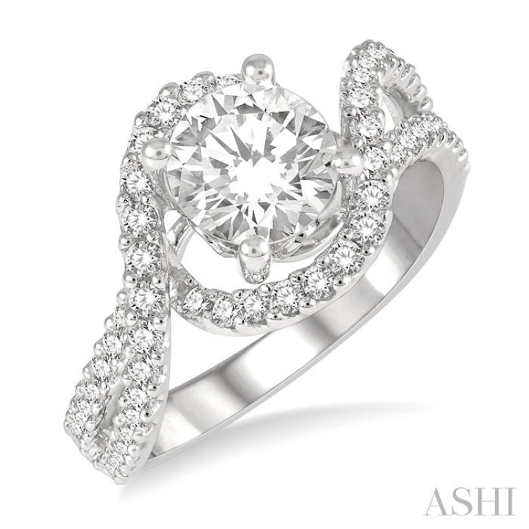 Round Shape Semi-Mount Diamond Engagement Ring