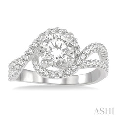 Round Shape Semi-Mount Diamond Engagement Ring