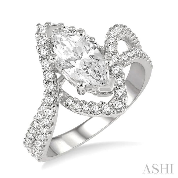 Marquise Shape Semi-Mount Diamond Engagement Ring