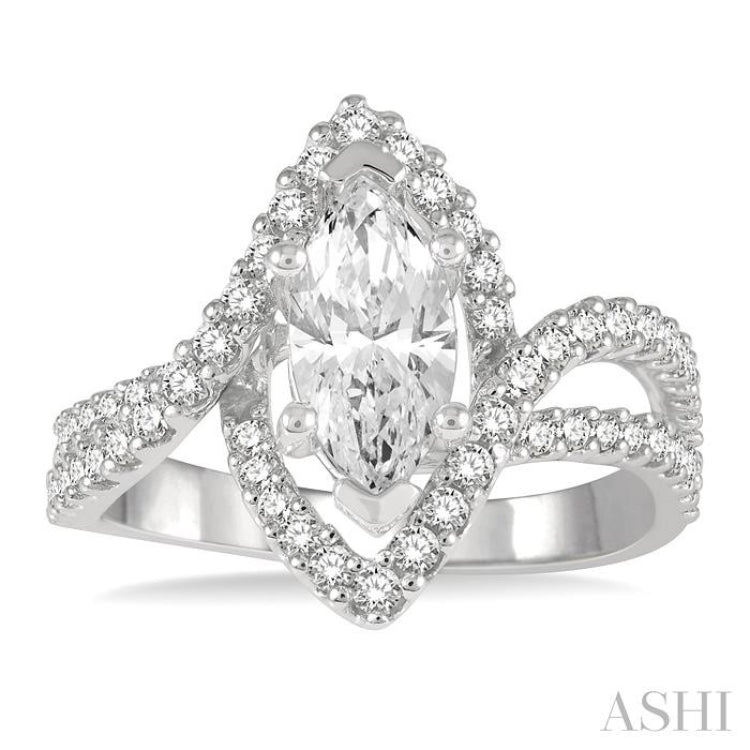 Marquise Shape Semi-Mount Diamond Engagement Ring