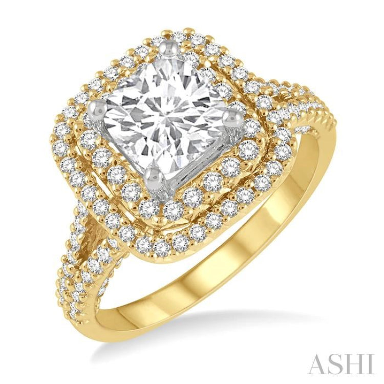 Cushion Shape Semi-Mount Halo Diamond Engagement Ring