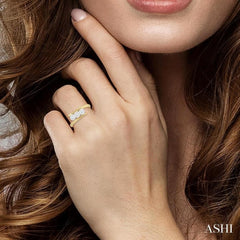 1/5 Ctw Bypass Triple Circular Mount Lovebright Round Cut Diamond Fashion Ring in 14K Yellow and White Gold