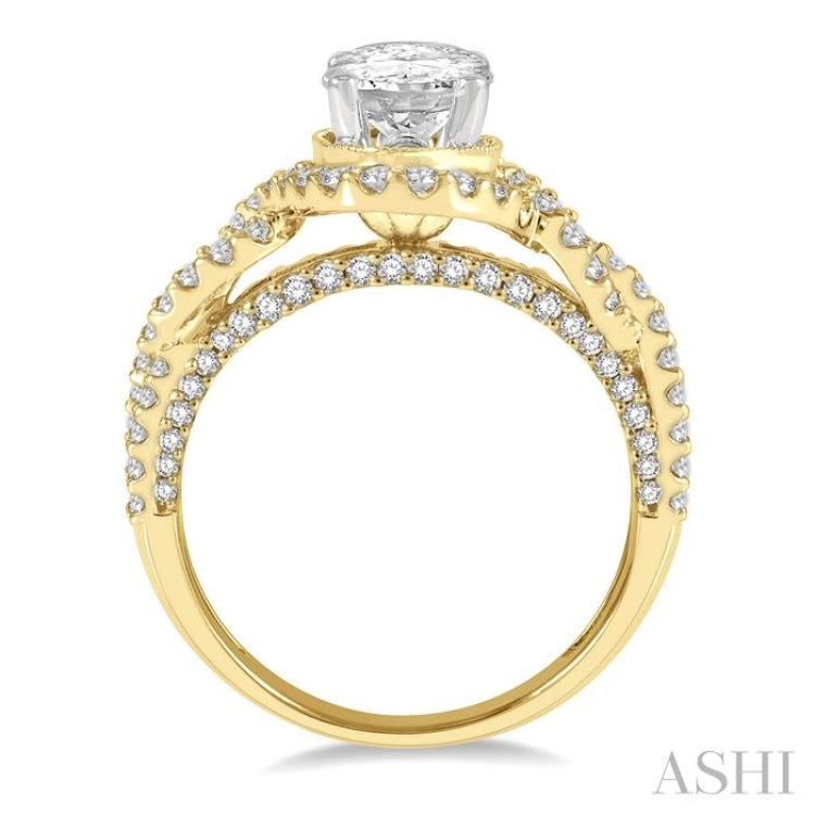 Oval Shape Semi-Mount Halo Diamond Engagement Ring