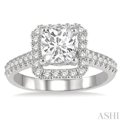 Cushion Shape Semi-Mount Halo Diamond Engagement Ring