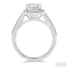 Princess Shape Semi-Mount Halo Diamond Engagement Ring