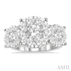 Round Shape Past Present & Future Lovebright Essential Diamond Engagement Ring