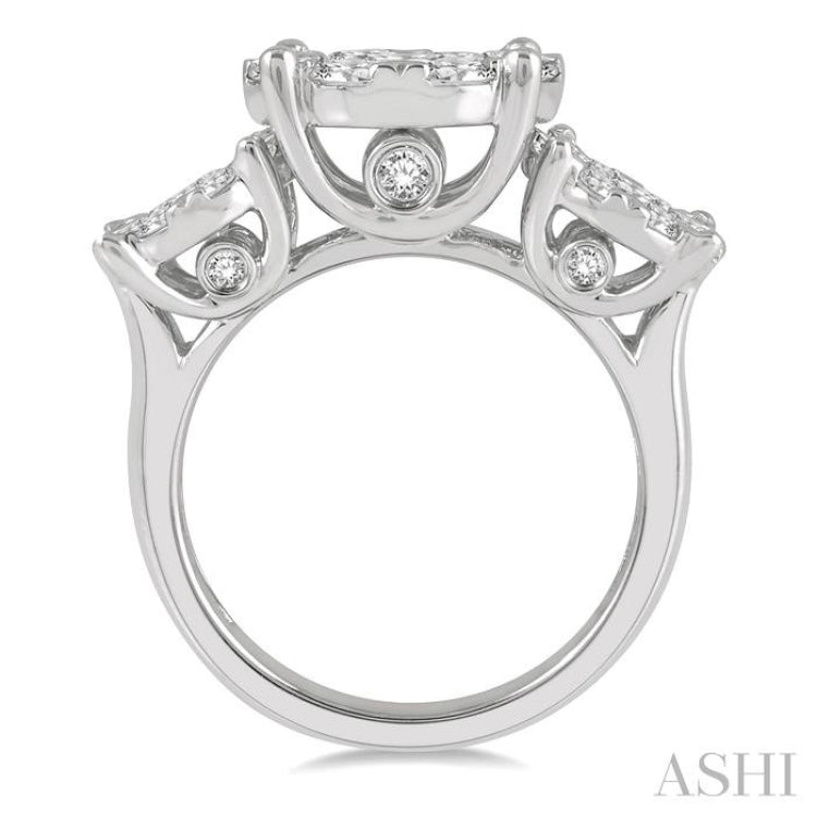 Round Shape Past Present & Future Lovebright Essential Diamond Engagement Ring