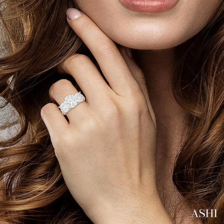 Round Shape Past Present & Future Lovebright Essential Diamond Engagement Ring