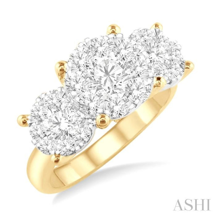 Round Shape Past Present & Future Lovebright Essential Diamond Engagement Ring