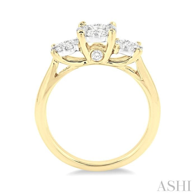 Round Shape Past Present & Future Lovebright Essential Diamond Engagement Ring