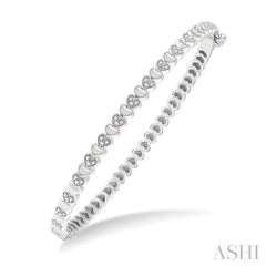 Silver Heart Shape Diamond Bangle