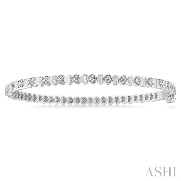 Silver Heart Shape Diamond Bangle