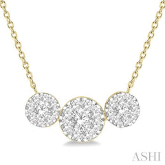 Round Shape Past Present & Future Lovebright Essential Diamond Necklace