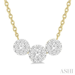 Round Shape Past Present & Future Lovebright Essential Diamond Necklace