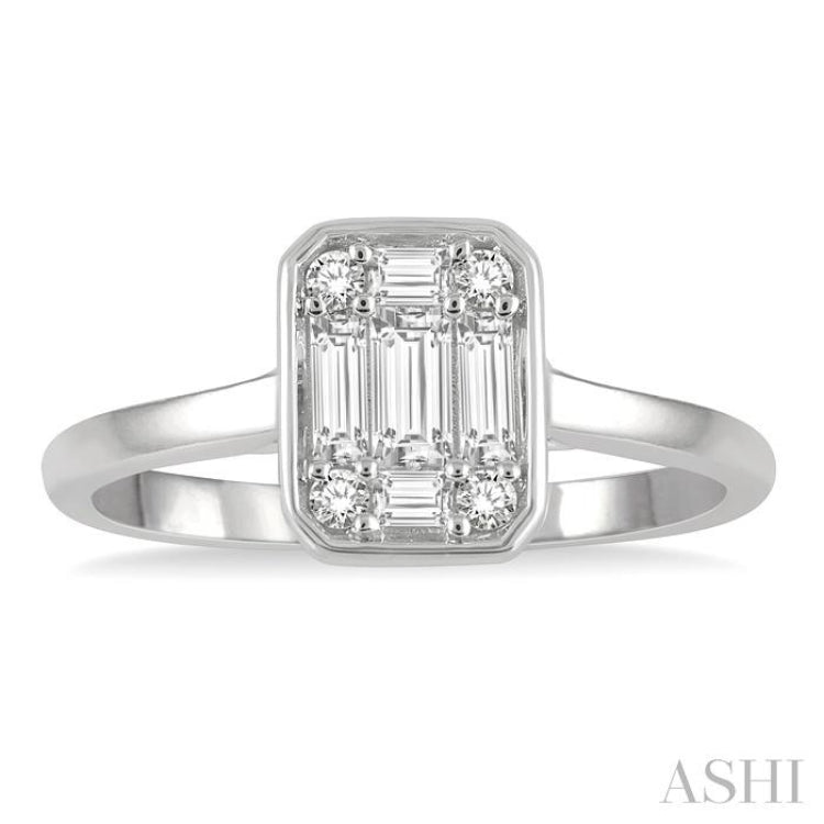 Emerald Shape Bezel Set Fusion Diamond Ring