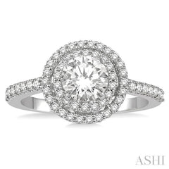 Round Shape Semi-Mount Halo Diamond Engagement Ring