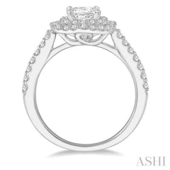 Princess Shape Semi-Mount Halo Diamond Engagement Ring