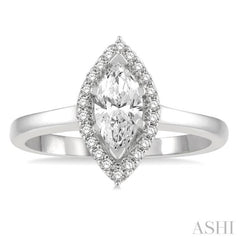 Marquise Shape Semi-Mount Halo Diamond Engagement Ring