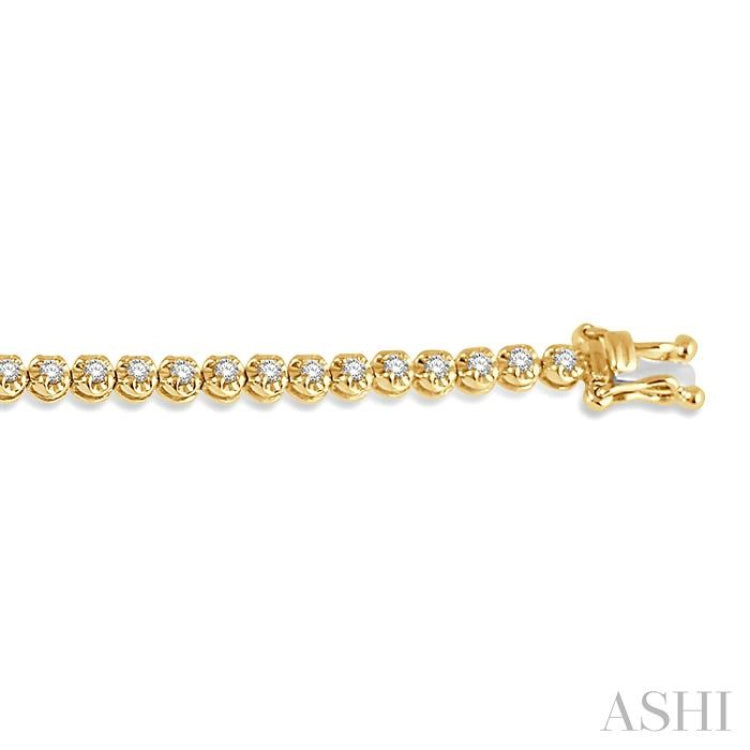 1 ctw Round Cut Diamond Illusion Tennis Bracelet in 14K Yellow Gold