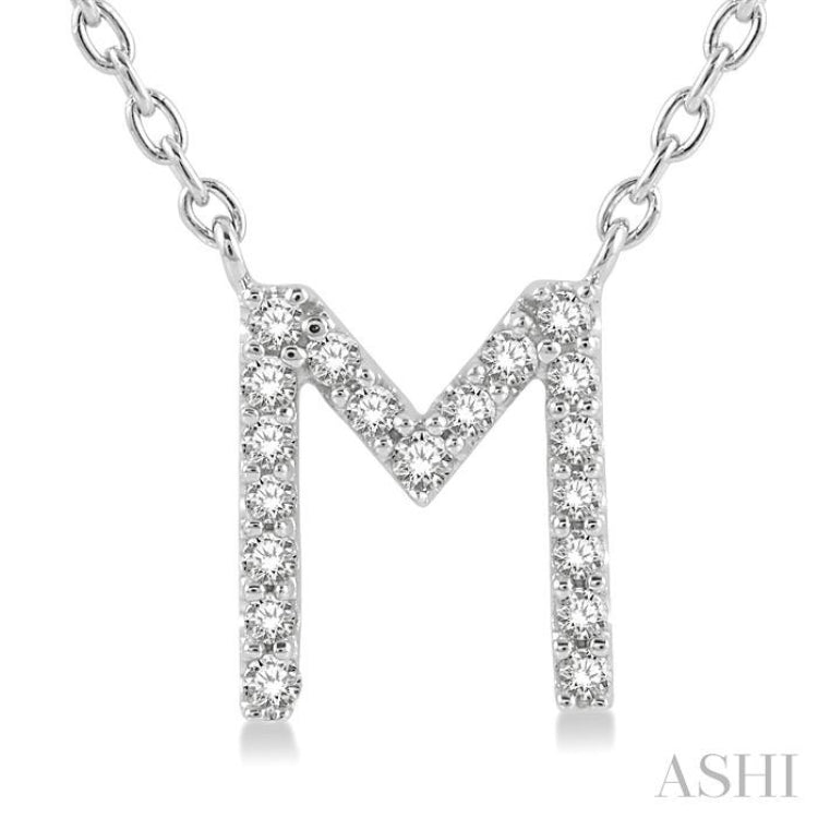 Block 'M' Initial Diamond Pendant