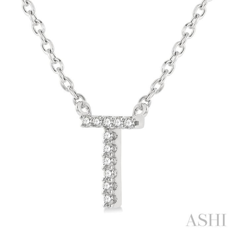 Block 'T' Initial Diamond Pendant