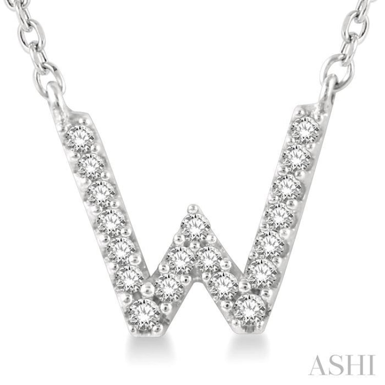 Block 'W' Initial Diamond Pendant