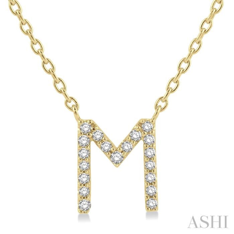 Block 'M' Initial Diamond Pendant