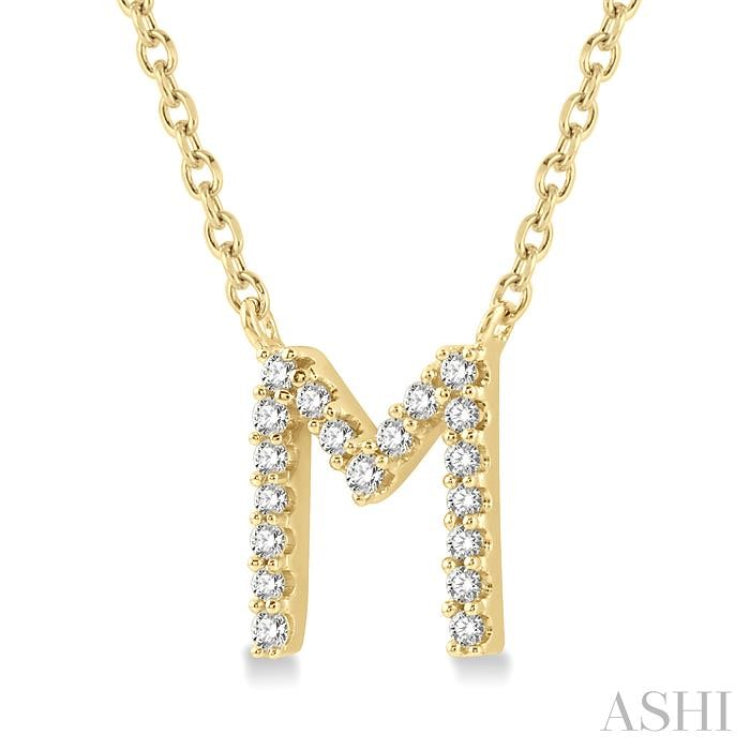 Block 'M' Initial Diamond Pendant