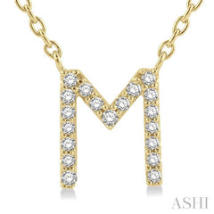 Block 'M' Initial Diamond Pendant