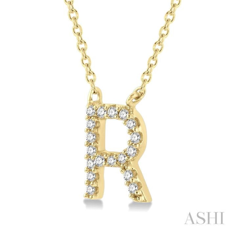 Block 'R' Initial Diamond Pendant