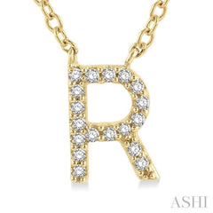 Block 'R' Initial Diamond Pendant