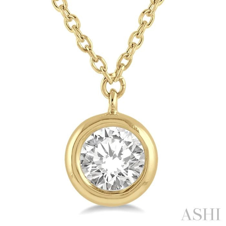 Round Shape Bezel Set Diamond Necklace