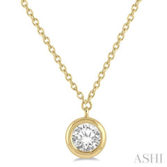 Round Shape Bezel Set Diamond Necklace