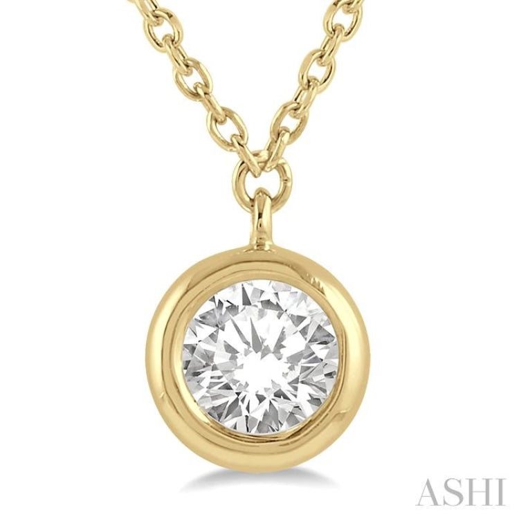 Round Shape Bezel Set Diamond Necklace