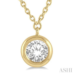 Round Shape Bezel Set Diamond Necklace