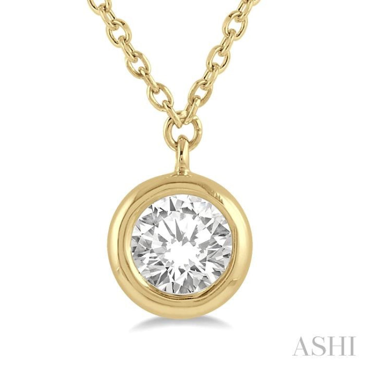 Round Shape Bezel Set Diamond Necklace