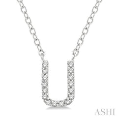 Block 'U' Initial Diamond Pendant