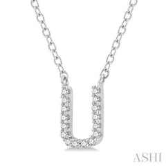 Block 'U' Initial Diamond Pendant