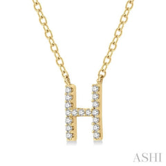 Block 'H' Initial Diamond Pendant