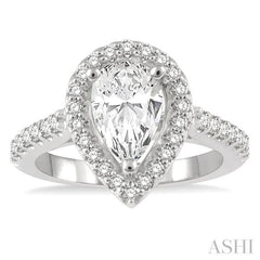 Pear Shape Semi-Mount Halo Diamond Engagement Ring