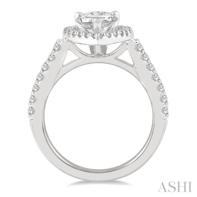 Pear Shape Semi-Mount Halo Diamond Engagement Ring