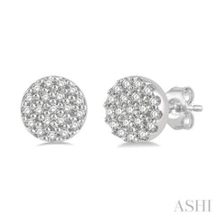 1/8 Ctw Disc Shape Round Cut Diamond Petite Fashion Earrings in 14K White Gold