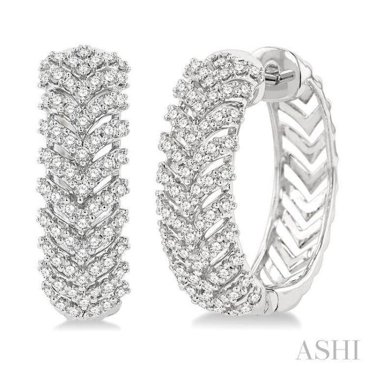 Chevron Diamond Hoop Earrings