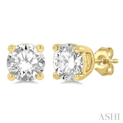 1 Ctw Round Cut Diamond Stud Earring in 14K Yellow Gold