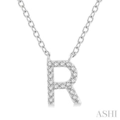 Block 'R' Initial Diamond Pendant